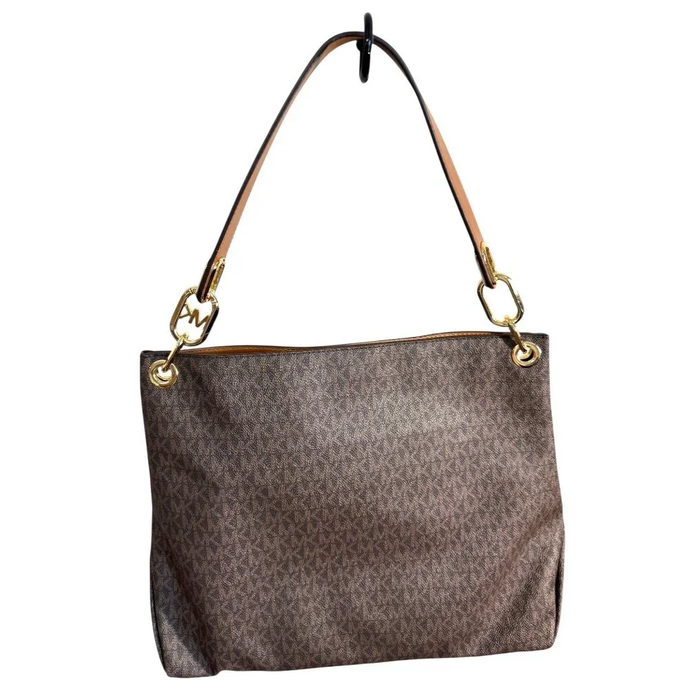 Michael Kors Jet Set Signature Brown Monogram Large Tote Bag‎